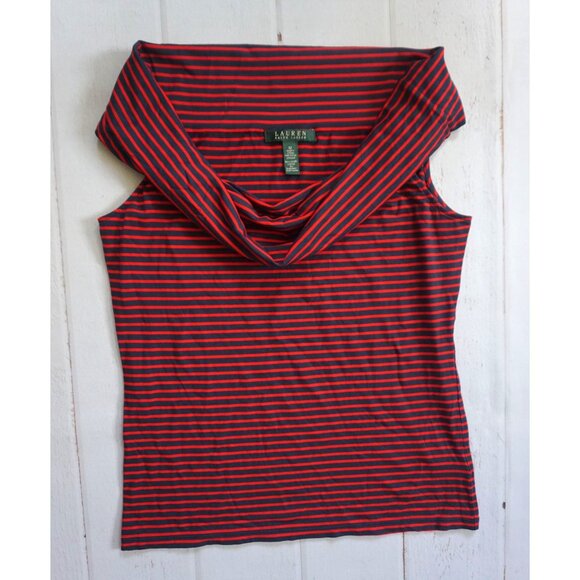 Lauren Ralph Lauren Women Navy/Red Striped Blouse Top – Size M - Picture 3 of 6